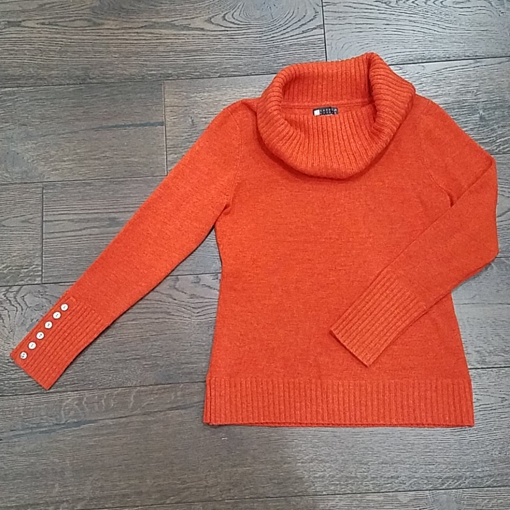 Carole Little Fitted Cowl Neck Wool Sweater